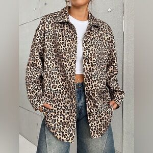 Leopard Print Oversized Jacket